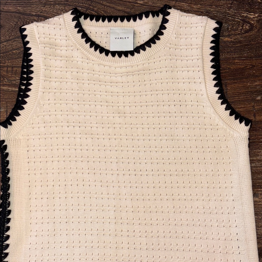 Varley Dwight Tank Knit Midi Dress Birch Pointelle Cotton Sleeveless Small NWT - Picture 6 of 10